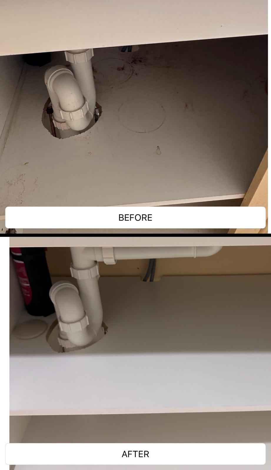 Under-Sink Cupboard — before and after cleaning by Daiko Clean