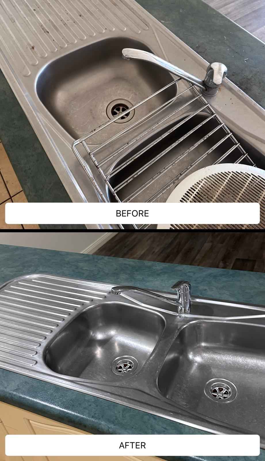 Stainless Sink Restore — before and after cleaning by Daiko Clean