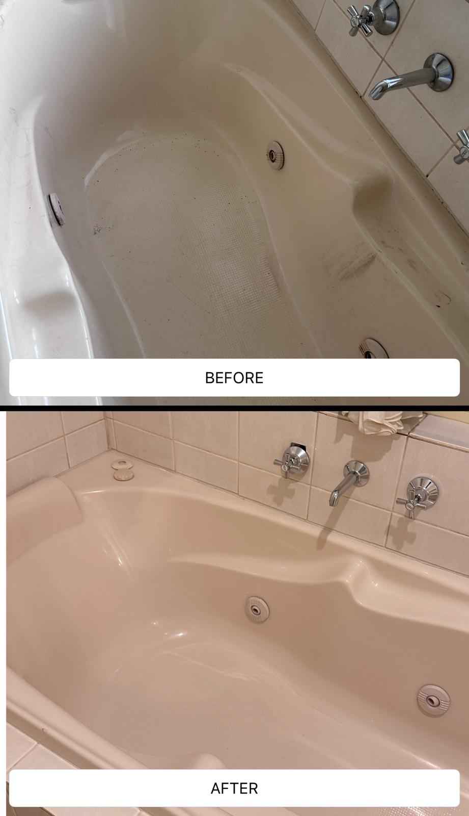 Spa Bath Deep Clean — before and after cleaning by Daiko Clean